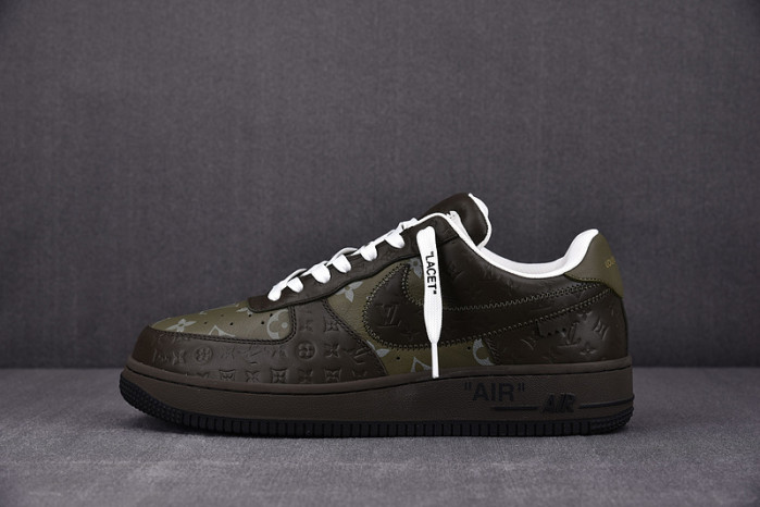 nike low air force 1 x grey green
