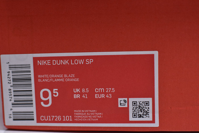 nike dunk low sb syracuse cu1726-101