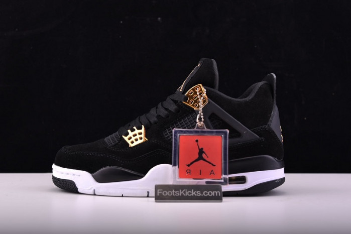 air jordan 4 “royalty” black/metallic gold-white mens 308497-032