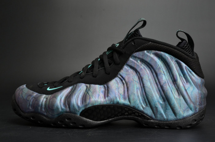 nike air foamposite one prm “abalone” black/aurora green mens 575420-009